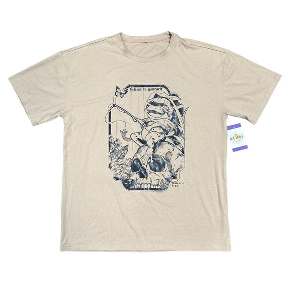 Unbranded Mens L Believe in Yourself Graphic Print Tshirt Frog Skull Crew Neck - Picture 2 of 9